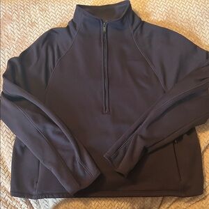 Athleta Brown Quarter-Zip Fleece Pullover